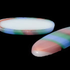 Vintage 10mm x 26mm Pink/Green/Blue Stripe Oval Cabochon #XS103-D