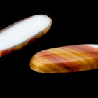 Vintage 10mm x 26mm Terracotta/Ochre/White Stripe Oval Cabochon #XS105-C