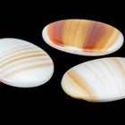 Vintage 18mm x 25mm Terracotta/Ochre/White Stripe Oval Cabochon #XS105-E