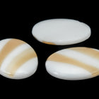 Vintage 18mm x 25mm White Oval Cabochon with Beige Stripe #XS106-B
