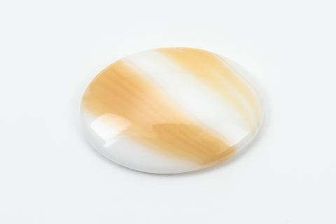 Vintage 18mm x 25mm White Oval Cabochon with Beige Stripe #XS106-B