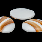 Vintage 18mm x 25mm White Oval Cabochon with Beige Stripe #XS106-D