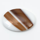 Vintage 18mm x 25mm White Oval Cabochon with Beige Stripe #XS106-D