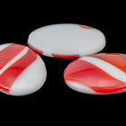 Vintage 18mm x 25mm White Oval Cabochon with Red Stripe #XS106-E