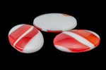 Vintage 18mm x 25mm White Oval Cabochon with Red Stripe #XS106-E