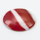 Vintage 18mm x 25mm White Oval Cabochon with Red Stripe #XS106-E