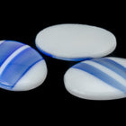 Vintage 18mm x 25mm White Oval Cabochon with Blue Stripe #XS106-G