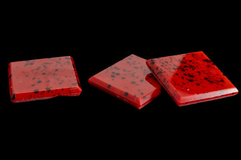 Vintage 15mm Black Speckled Red Square Cabochon #XS107-B