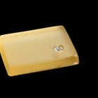 Vintage 12mm x 16mm Frosted Yellow Rectangle Cabochon with Rhinestone #XS108-B-1