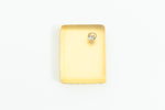 Vintage 12mm x 16mm Frosted Yellow Rectangle Cabochon with Rhinestone #XS108-B-1