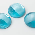 Vintage 15mm Light Blue Round Faceted Cabochon #XS11-C