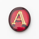 Vintage 10mm x 12mm Ruby/Gold "A" Letter Cabochon #XS110-A-1