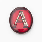 Vintage 10mm x 12mm Ruby/Silver "A" Letter Cabochon #XS110-A-2