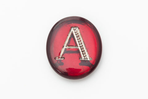 Vintage 10mm x 12mm Ruby/Silver "A" Letter Cabochon #XS110-A-2
