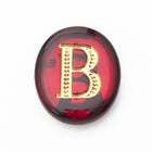 Vintage 10mm x 12mm Ruby/Gold "B" Letter Cabochon #XS110-B-1
