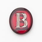 Vintage 10mm x 12mm Ruby/Silver "B" Letter Cabochon #XS110-B-2