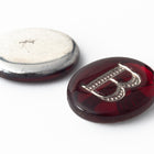 Vintage 10mm x 12mm Ruby/Silver "B" Letter Cabochon #XS110-B-2