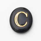Vintage 10mm x 12mm Black/Gold "C" Letter Cabochon #XS110-C