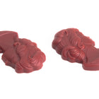 Vintage 12mm Matte Red Right Facing Lady's Profile #XS115-D-3