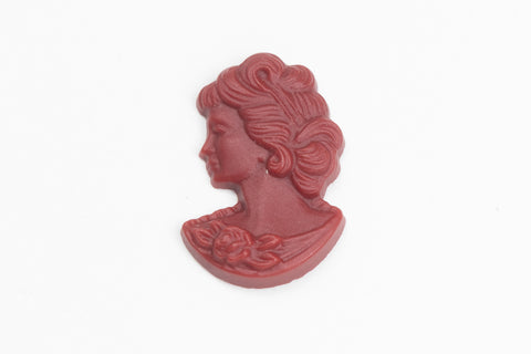 Vintage 12mm Matte Red Left Facing Lady's Profile #XS115-D-4