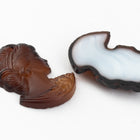 Vintage 16.5mm Matte Brown Right Facing Lady's Profile #XS115-G-2