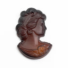 Vintage 16.5mm Matte Brown Right Facing Lady's Profile #XS115-G-2