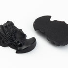 Vintage 9mm x 14mm Matte Black Right Facing Lady's Profile #XS115-H