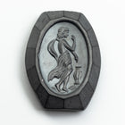 Vintage 23mm x 30mm Gray Figure with Vase Oval Cabochon #XS115-N