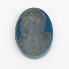 Vintage 13mm x 18mm Blue/Matte Gray AB Lady's Profile Cameo Oval #XS116-F