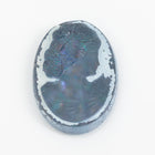 Vintage 13mm x 18mm White/Matte Blue AB Lady's Profile Cameo Oval #XS116-G-1