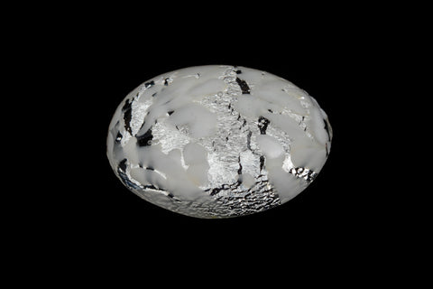 Vintage 10mm x 14mm Clear/White/Silver Foil Oval Cabochon #XS118-B