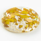 Vintage 10mm x 14mm Clear/Yellow/Silver Foil Oval Cabochon #XS118-D
