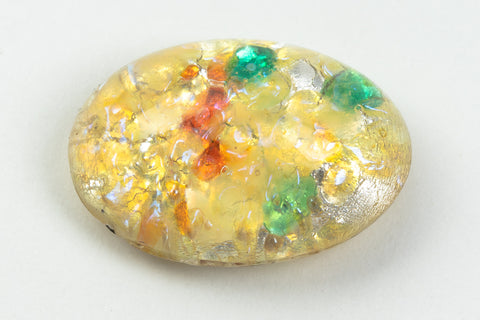 Vintage 11mm x 16mm Yellow/ Multi Confetti Oval Cabochon #XS118-E