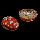 Vintage 8mm x 10mm Clear/Orange/Silver Foil Oval Cabochon (2 Pcs) #XS118-F