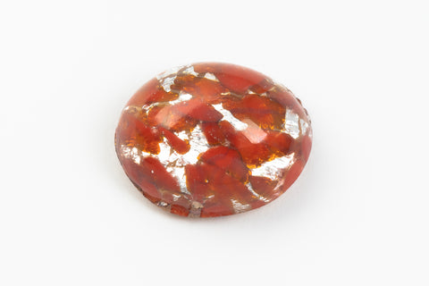 Vintage 8mm x 10mm Clear/Orange/Silver Foil Oval Cabochon (2 Pcs) #XS118-F