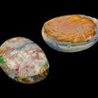 Vintage 10mm x 14mm White/Multi Confetti Oval Cabochon #XS118-H