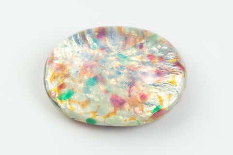 Vintage 10mm x 14mm White/Multi Confetti Oval Cabochon #XS118-H