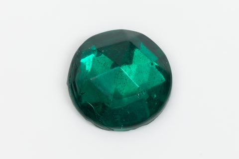 Vintage 13mm Emerald Faceted Round Fancy Stone #XS120-B