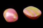 Vintage 7mm x 9mm Pink/Green Stripe Rectangle Cabochon #XS123-A