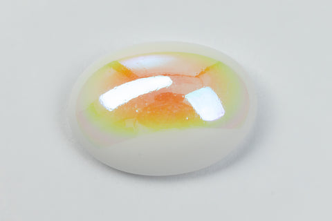 Vintage 13mm x 18mm White AB Oval Cabochon #XS123-D