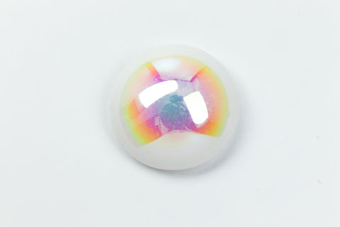 Vintage 15mm White AB Round Cabochon #XS123-E