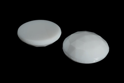 Vintage 19mm White Faceted Round Cabochon #XS124-F