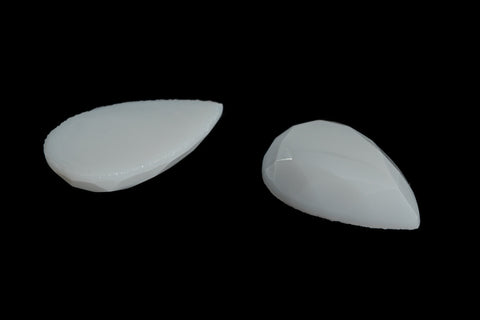 Vintage 8mm x 13mm White Faceted Teardrop Cabochon #XS125-E-1