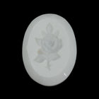 Vintage 18mm x 25mm White Rose Intaglio Oval Cabochon #XS125-F-Lg