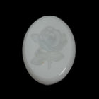 Vintage 13mm x 18mm White Rose Intaglio Oval Cabochon #XS125-F-Sm