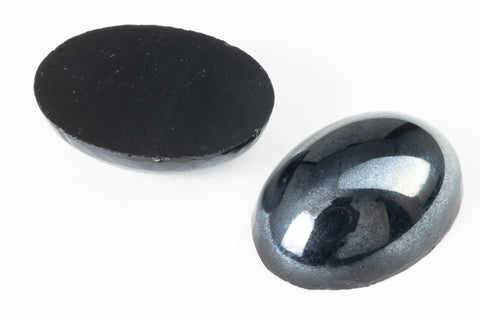 Vintage 13mm x 18mm Hematite Oval Cabochon #XS127-D