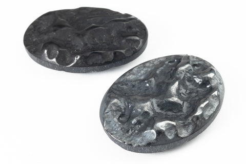 Vintage 18mm x 25mm Hematite Bumpy Oval Cabochon #XS128-D