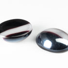 Vintage 10mm x 12mm Hematite/White Stripe Oval Cabochon #XS128-F