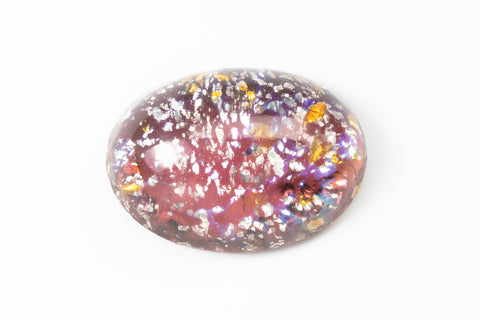 Vintage 13mm x 18mm Amethyst/Yellow/Silver Foil Oval Cabochon #XS129-C