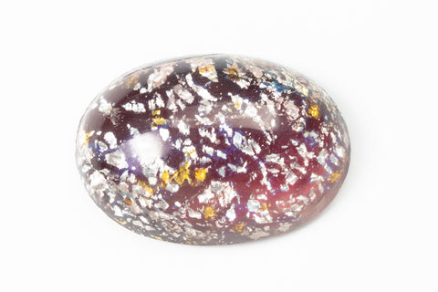 Vintage 18mm x 25mm Amethyst/Yellow/Silver Foil Oval Cabochon #XS129-D